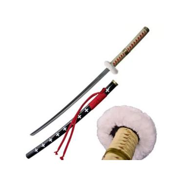 Imagem de Espada Trafalgar Law Katana Kikoku Gold Lamina de Bambu Cosplay One Pi