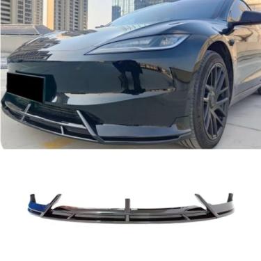 Imagem de Lábio do para-choque dianteiro do carro compatível com o modelo 3 2023+ divisor dianteiro difusor Spoiler Body Kit Modification Part (Carbon Look)