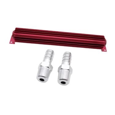 Imagem de JicSuXi Refrigerador de óleo de transmissão de 18" com encaixe, refrigerador de óleo de tanque de alumínio para caminhão, automóvel, carro, veículo, Vermelho