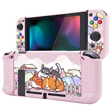 Imagem de eXtremeRate PlayVital Back Cover for Nintendo Switch Console, Separable Protector Hard Shell for Joycon, Dockable Protective Case with Colorful ABXY Direction Button Caps - Sleeping Shiba Inu Puppies