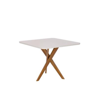 Imagem de Mesa para Sala de Jantar 77cm X 95cm com Vidro Cacau Off White