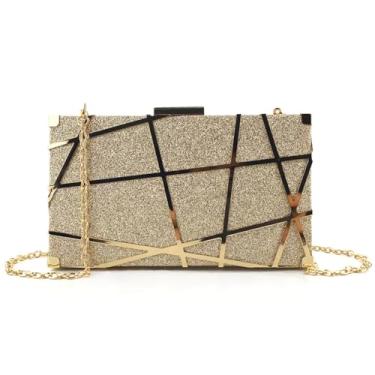 Imagem de ALWY Bolsa Festa Clutch Brilhante - Retangular Caixa (Dourado)