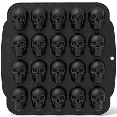 Imagem de Molde de silicone de caveira grande - Molde de cubo de gelo de caveira 3D de 20 cavidades, moldes de silicone de Halloween sem BPA para chocolate, geleia, derretimento de cera, cubos de gelo (tamanho