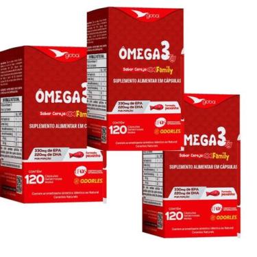 Imagem de Suplemento Alimentar Kit 3 Ômega 3 Peixinho 33 Epa 22 Dha Family Globa