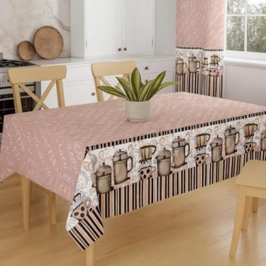 Imagem de Toalha de Mesa Oxford Premium Estampada 100% Poliéster Retangular Vários Tamanhos (4, 6, 8, 10 e 12 Lugares) (Est Capuccino Rosa, 8 Lugares)