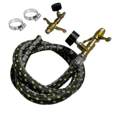 Imagem de Kit Mangueira Alta Pressão 1m com Registro e 2 Braçadeiras para Botijão de Gás 13kg