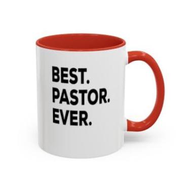 Imagem de SpreadPassion Caneca de café Best Pastor Ever – Presente engraçado para pastor, caneca de acento de apreciação religiosa, presente do ministério cristão (vermelho, 325 ml)