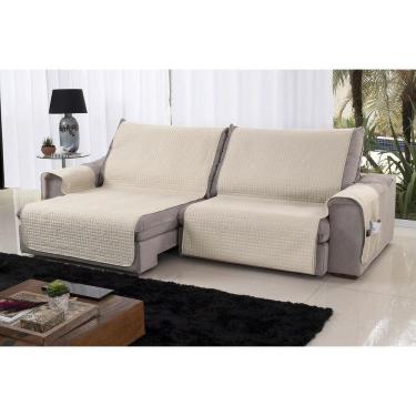 Imagem de Protetor Sofá Retrátil Reclinável Assento 2,20M Bege Palha