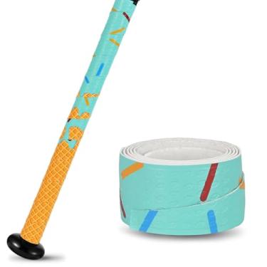 Imagem de INSUM Fitas de aderência para morcego, envoltório de taco de beisebol e softbol de 1,1 mm com superfície 3D gravada, gotejamento de beisebol de sorvete, desempenho antiderrapante em todos os climas