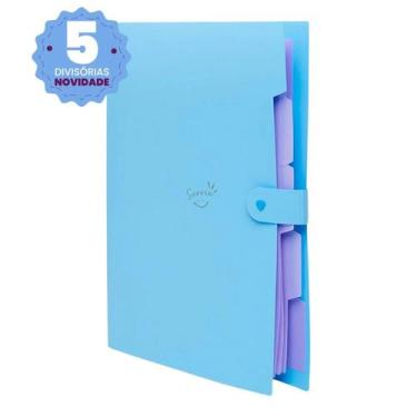 Imagem de Pasta Sanfonada Organizadora 5 Divisórias Semanal Polibras, Azul Paste