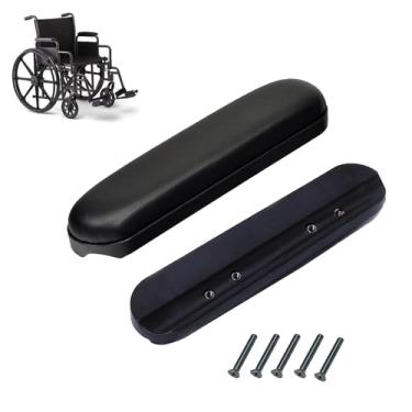Imagem de Apoio de braço acolchoado de comprimento total preto 24 cm de comprimento para cadeira de rodas e almofadas de braço de cadeira de transporte, preto (1 par) compatível com todas as marcas