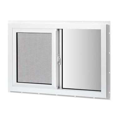 Imagem de COLORPAPA Janela de porão de vinil, janela deslizante para destros de 81.3 cm x 55.9 cm com vidro temperado isolado de painel duplo e tela de malha de fibra de vidro para porão, banheiro, casa