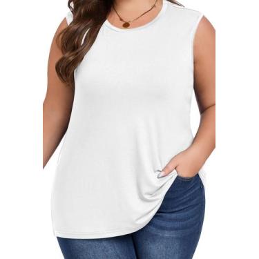 Imagem de Camiseta regata feminina Hailey Plus Size, folgada, branca, 5GG - Forh