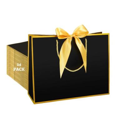 Imagem de Bolsas de Regalo VZZNN 24 Piezas Medianas y Grandes 32x25x11cm Negro-D