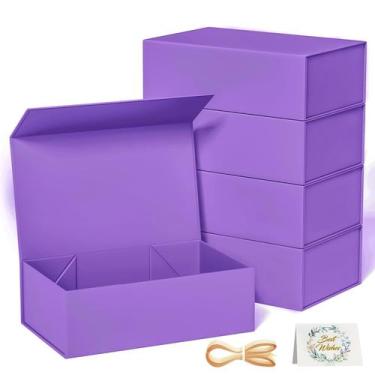 Imagem de Caixa de presente RYDDOY com fecho magnético roxo de 9,5 x 6 x 3 poleg