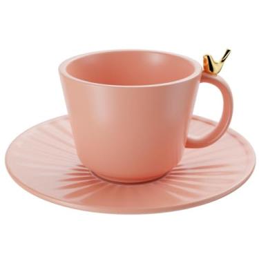 Imagem de WOLFF - Conjunto 2 Xícaras de Chá de Cerâmica Colibri com Pires Rosa 170ml