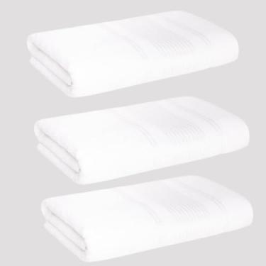Imagem de Kit 3 Toalhas de Banho Luxo Prime 100% Algodão - Grandes Macias e Absorventes 80x150cm (3 BRANCO)
