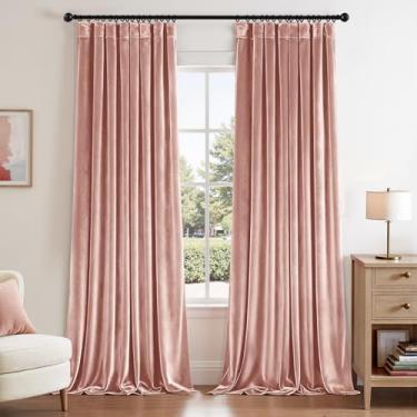 Imagem de ANRODUO Cortinas de veludo rosa claro 96 polegadas de comprimento, blecaute, isolamento térmico, à prova de som, cortinas de escurecimento de quarto, cortinas de janela plissadas para quarto, sala de