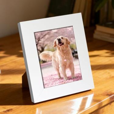 Imagem de Porta-retrato estilo galeria de 12 x 17 cm com borda ampla, design minimalista moderno para exibição de parede ou mesa, branca