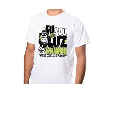 Imagem de Blusas Camisa Unissex Cristã Estampa Eu Sou a Luz Do Mundo Tecido 100%