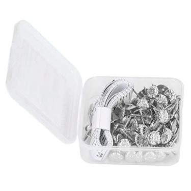 Imagem de KIMISS Conjunto de Tachas para Estofamento de 100 Unidades - Pinos de Unhas Decorativos para Estofamento de Móveis, Cabeças de Pregos de Aço Carbono Com Régua e Corrimão para Fácil Instalação (Prata)