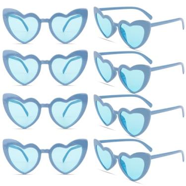 Imagem de AMCAMI 8 pares de óculos de sol de despedida de solteira em forma de coração, decorações de festa, presentes de dama de honra, mulheres, meninas, Azul, Medium