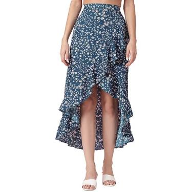 Imagem de Oomph! Saias longas para mulheres, azul-petróleo, P