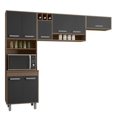 Imagem de Armario de Cozinha Barcelona Com 8 Portas e Pés Reguláveis Carvalho Oak/Off White