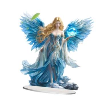 Imagem de Baoblaze Anjo de mesa plano em acrílico 2D, enfeite de fada para decoração de mesa, peça central para casa, para festas de fim de ano no escritório.