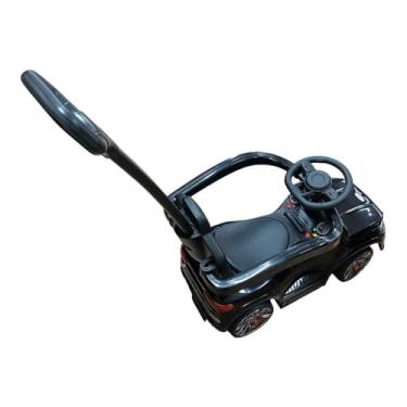 Imagem de Carrinho Elétrico Infantil com Empurrador e Controle Remoto, Bateria 6V, Preto, 3+ Anos, Até 25kg, 61x30x83cm