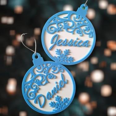 Imagem de Enfeite de Natal Personalizado Ornamentos Decorativos de Pendurar (sem barbante) (Azul Claro)