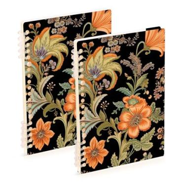 Imagem de Burbuja Cadernos florais vintage, papel pautado universitário A5 com 60 folhas, fichário para diário, escritório, 2 unidades