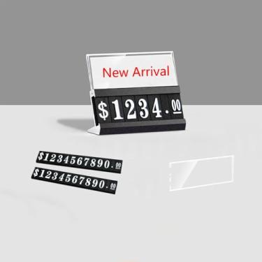 Imagem de Mollytek 10 conjuntos de suporte de balcão de exibição de preço ajustável com base de alumínio para exibição de joias, kit de bloco de cubo para loja de varejo com painel Arcylic (preto)