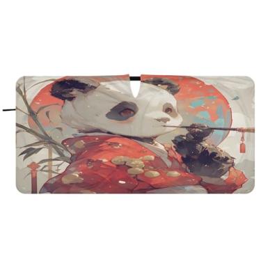 Imagem de CEBUGI Para-brisa de carro dobrável para-sol panda, para-sol para janela de carro, guarda-chuva, para-brisa frontal, para-sol para acessórios de carro, bloqueador solar reflexivo para carro, S