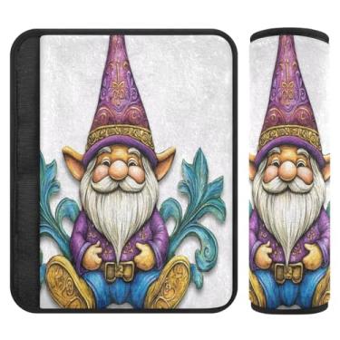 Imagem de Burbuja Capa para cinto de segurança de carro Mardi Gras Gnome almofadas macias confortáveis protetor de cinto de segurança de carro para alça de ombro de assento de carro, 1 par médio