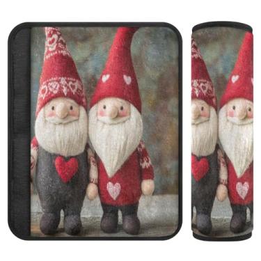 Imagem de Burbuja Capa para cinto de segurança de carro Valentine Gnomos, macia, confortável, protetor de cinto de segurança de carro para alça de ombro de assento de carro, 1 par médio