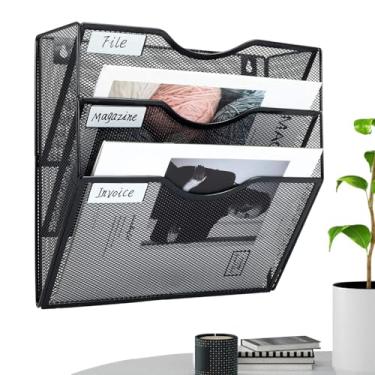 Imagem de Organizador de Papéis para Parede, Organizador Com 3 Divisórias De Metal Com Prateleiras E Caixas, Suporte de Arquivos de Bolso para Parede, para Casa Escritório Sala de Aula