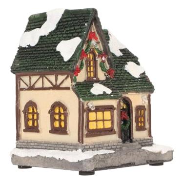 Imagem de Casa de vila de Natal, pequena casa com neve com textura 3D vívida, decoração de Natal iluminada por LED, com luzes quentes, para decoração de casa, jardim, paisagem (B)