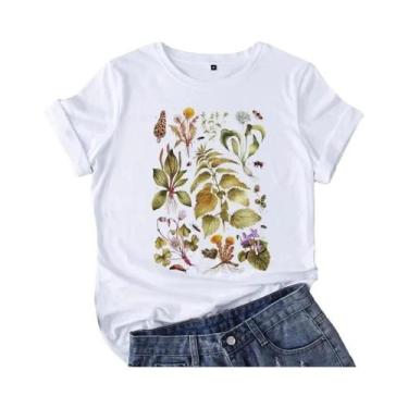 Imagem de Camiseta Casual Feminina De Verão Com Estampa Gráfica De Pássaro Em Es