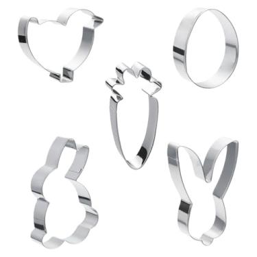 Imagem de Conjunto de 5 peças de molde de biscoito de Páscoa, cortador de biscoito de aço inoxidável, ovos de cenoura