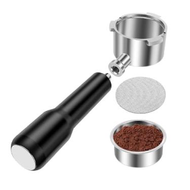 Imagem de YLMFTNU Filtro portátil sem fundo de 51 mm com tela de disco expresso de 3 orelhas, compatível com DeLonghi EC680/EC685 com peneira de aço inoxidável e alça de jacarandá, cesta de filtro