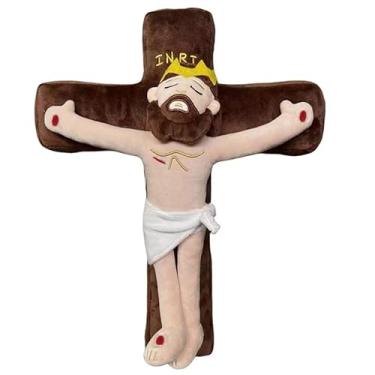 Imagem de Pelúcia Jesus Cristo, Brinquedo Religioso Infantil, Marrom e Branco, Material Antialérgico e Lavável