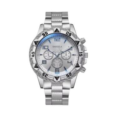 Imagem de Relógio De Pulso Masculino De Quartzo Com Pulseira De Aço Prateado, Mo