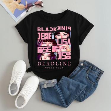 Imagem de Camiseta 100% Algodão Estampada Blackpink Quadrinhos 613 Look Estiloso