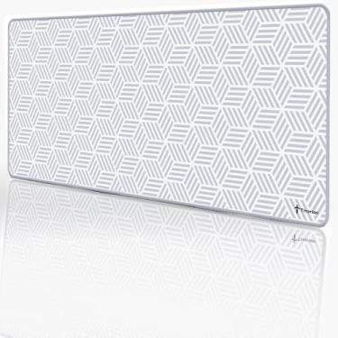 Imagem de Mouse Pad Gamer Grande Profissional 90x40 SPEED Não Desliza Borda Costurada Hezagonos Preto Branco Titorion