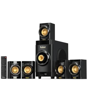 Imagem de Pequeno subwoofer Home Theater para sistema surround de TV, 5 alto-falantes com fio, amplificador de 10 cm, receptor embutido, suporte HDMI ARC, entrada Bluetooth óptica para projetor