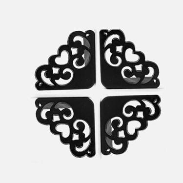 Imagem de 4 Pçs/lote Oco Padrão de Flor Macio Protetor de Canto Seguro para Bebês Crianças Mesa Mesa Canto Guardas de Borda de Segurança para Crianças (Preto, 4 Peças)