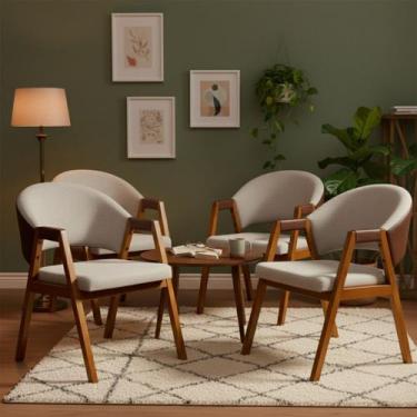 Imagem de Kit 4 Cadeiras Sala de Jantar Premium Com Braço Madeira Maciça Movellu