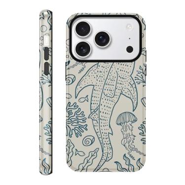 Imagem de Zrutru Capa tubarão para iPhone 17 Pro de 6,3 polegadas, tubarões baleia oceano recifes de coral água-viva capas de telefone para meninas mulheres meninos homens TPU resistente a arranhões capa à