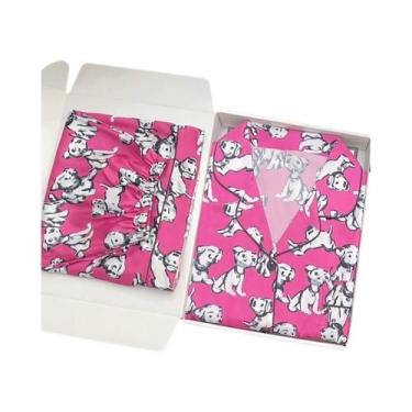 Imagem de Conjunto De Pijamas Femininos Com Estampa De Gato Preto, Em Seda Simul